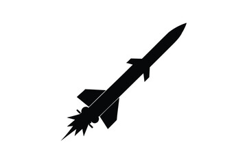 launching missile weapon silhouette on white background