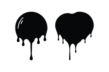 Melted chocolate dripping silhouette on white background
