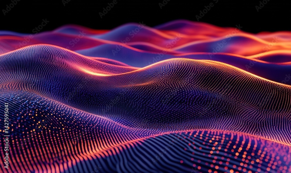 Poster abstract colorful wave data visualization; digital landscape; technology background; website banner