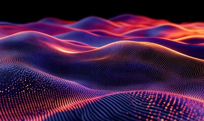 Abstract colorful wave data visualization; digital landscape; technology background; website banner
