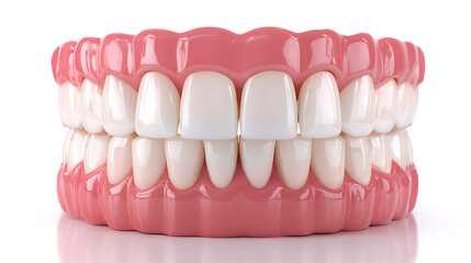 Obraz premium Realistic dental model showcasing upper and lower teeth in a clean, bright setting