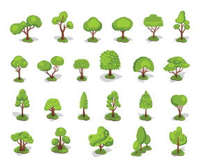 Vector Set of High-Quality Isometric Tree Illustration for Nature and Environment Themes