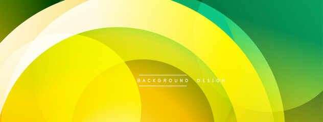 Abstract vibrant background. Overlapping circles create dynamic flow. Yellow, green hues dominate composition. Modern design element for digital projects.