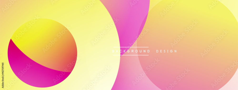 Poster Abstract colorful background. Overlapping circles create gradient effect. Yellow, pink, orange hues dominate composition. Modern design element for various projects.