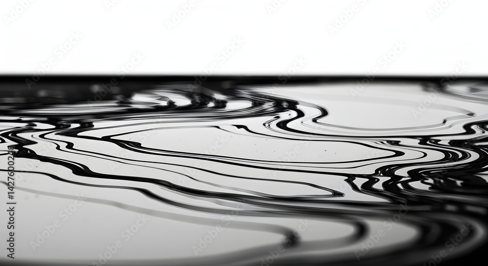 Poster monochrome abstract liquid with dynamic lines and fluid movement
