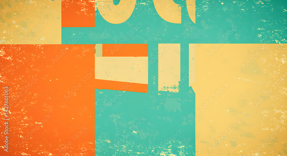 Poster retro abstract colorful composition with grunge texture and geometrical shapes