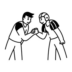 Fototapeta premium Hand drawn icon of two athletes 