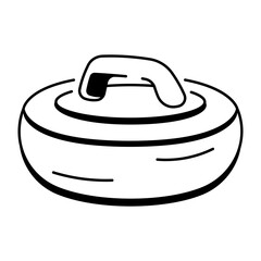 Doodle style icon of curling stone 
