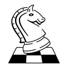 Sketchy style icon of chess knight 
