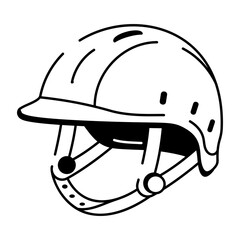 A riding helmet in hand drawn style icon