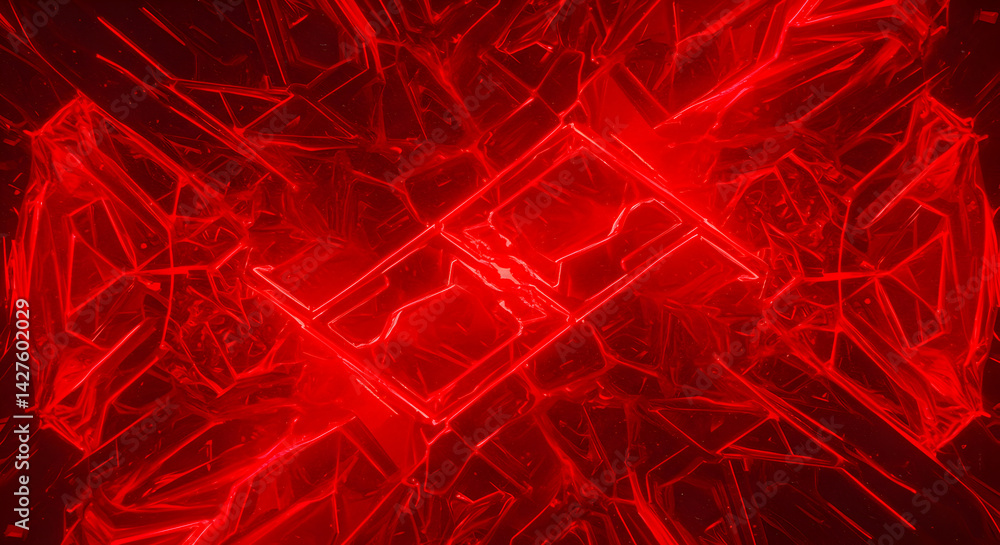 Poster intense red fractal mesh creating an energetic digital backdrop design
