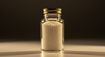White Granules in Small Glass Jar
