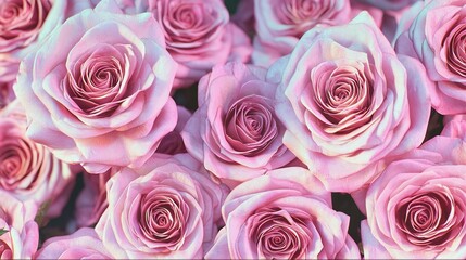 Beautiful pink rose background with blooming bouquet, seamless floral pattern and romantic wallpaper design filled with soft pastel pink roses in high resolution  