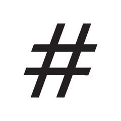Fototapeta premium Hashtag icon silhouette vector illustration on white background 