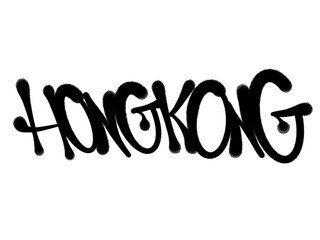 HONGKONG city name sprayed graffiti letters isolated style