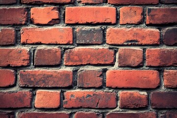 An Intimate View of a Weathered Red Brick Wall Under Dim Lighting