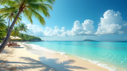 tropical beach with palm trees