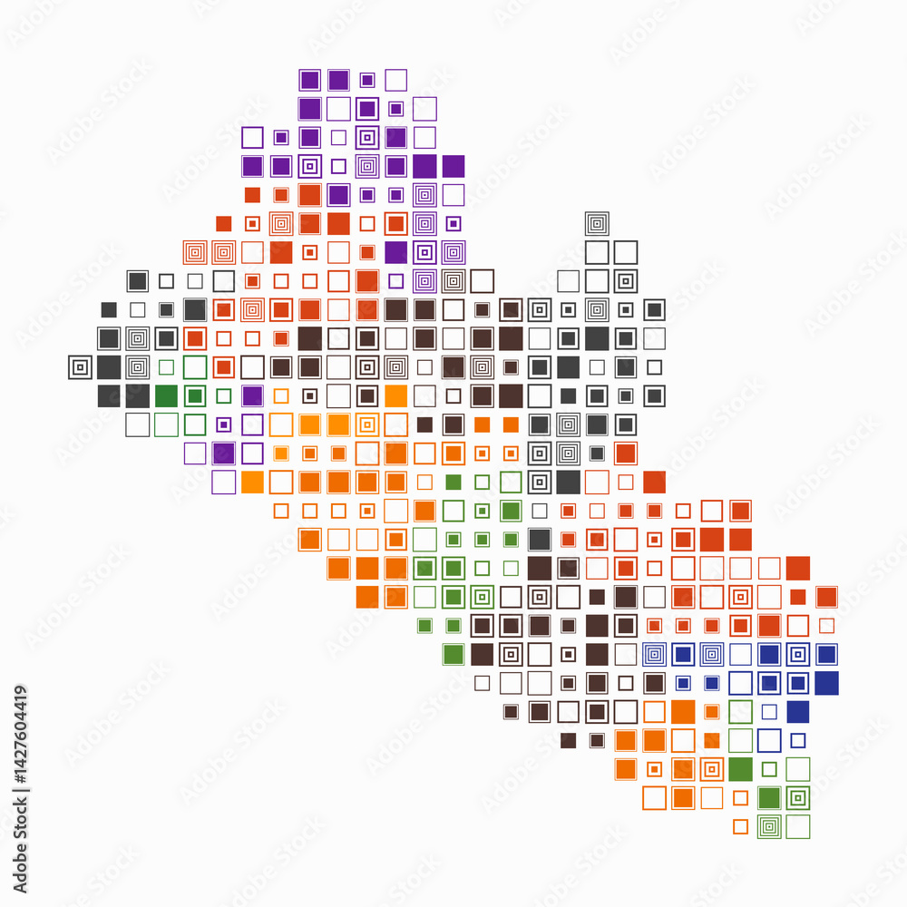 Poster liberia, shape of the country build of colored cells. digital style map of the liberia on white back