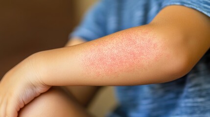 Childs Arm with Red Rash with Allergy Reaction, and Skin Irritation.