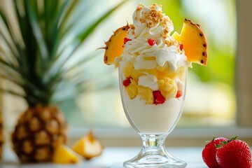 Ice Cream Sundae Piña Colada, Summer Drink-Dessert, Food Photography