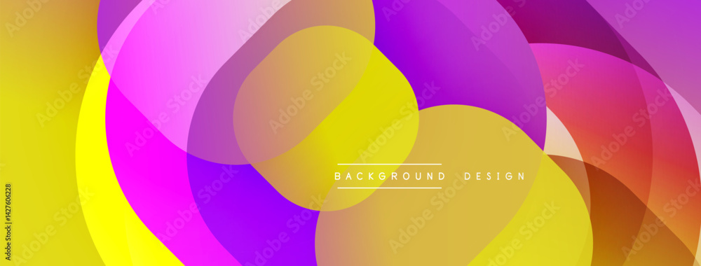 Poster Abstract colorful background. Overlapping shapes create dynamic visual effect. Vibrant hues blend smoothly, offering modern aesthetic. Perfect for digital projects.