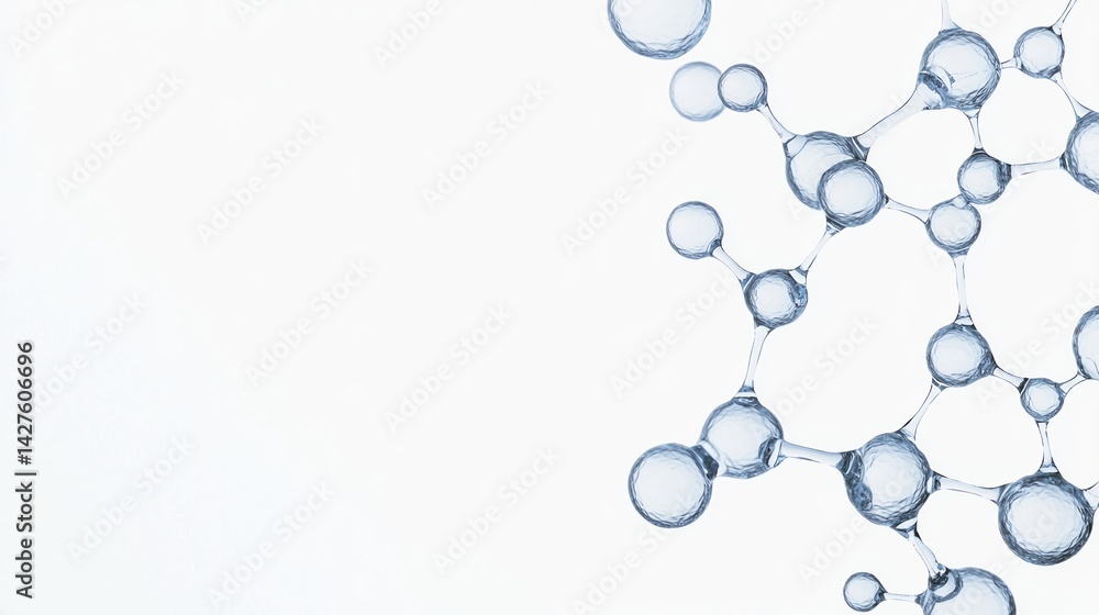 Poster an abstract image showcasing interconnected molecules on a light background, emphasizing scientific 