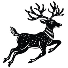 Celestial Deer Leaping Silhouette Artistic Illustration