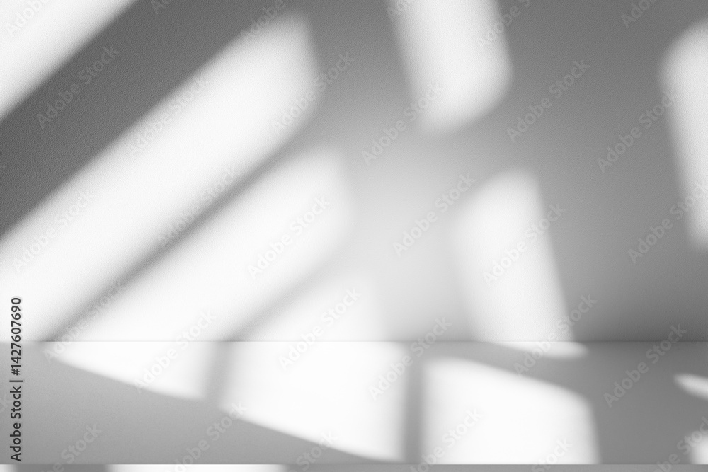 Poster Wall interior background, studio and backdrops show products.with shadow from window color white and grey. background for text insertion and presentation product