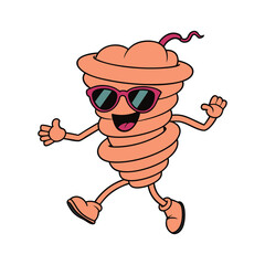 Outline of a tornado mascot wearing sunglasses