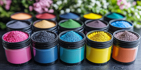  Colorful Pigments in Jars for Art and Crafts