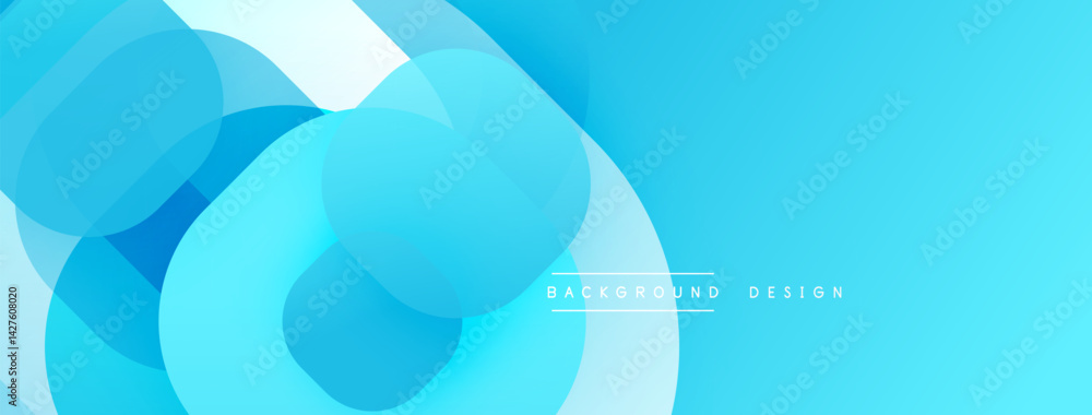 Aufkleber Abstract blue background. Overlapping rounded shapes create soft gradients, modern design. Light, airy feel with subtle color variations. Minimalist aesthetic.