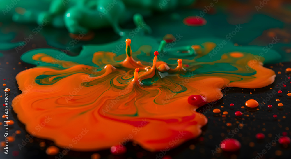 Poster harmonious fusion vibrant color splash on surface of unique composition art