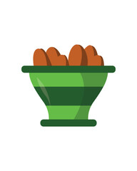Vector Illustration of Date Fruit Design in a Typical Arabic Container.