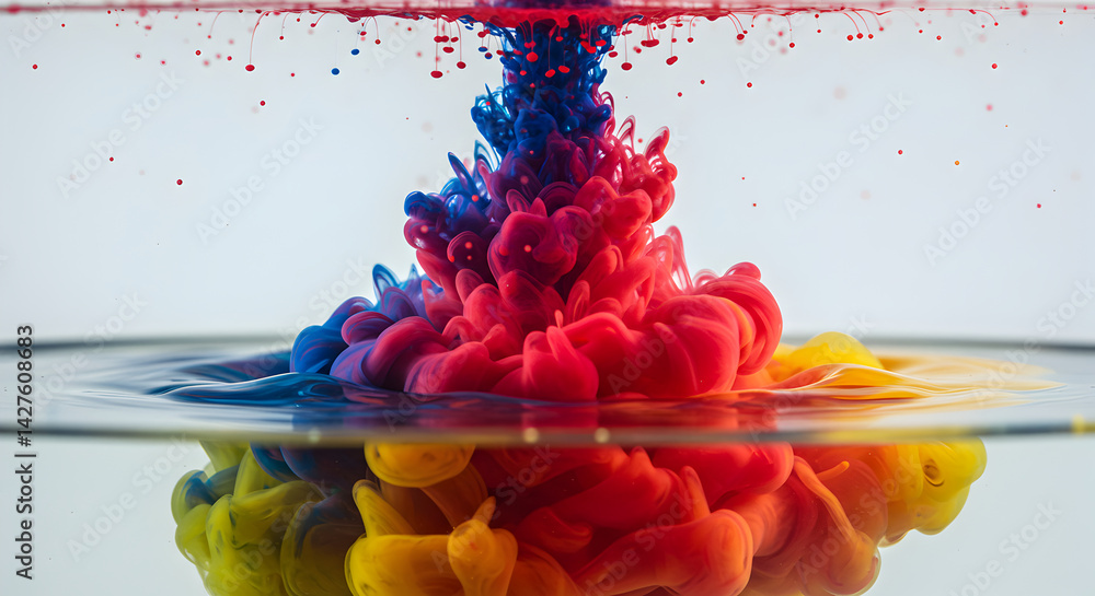 Aufkleber vibrant colors bursting through the water surface and creating dynamic patterns
