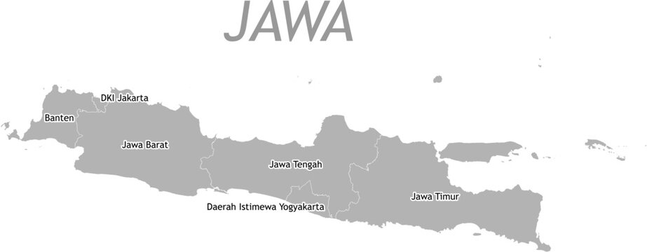 Java Island Boundary Map administrative division Peta Batas Wilayah Administrasi Pulau Jawa Indonesia