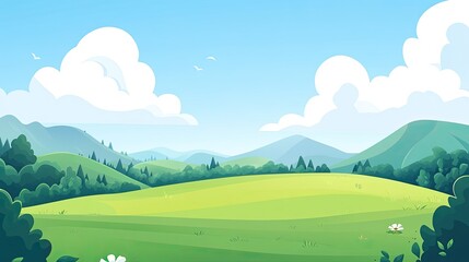 Obraz premium Serene Green Valley Summer Landscape Panorama.