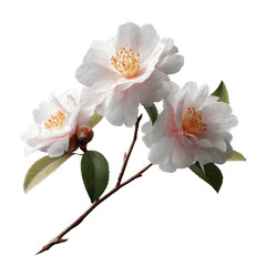Naklejka premium Delicate Pink Camellia Blooms on a Branch