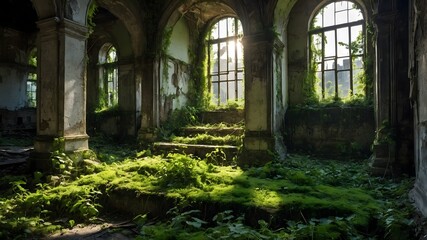 Fototapeta premium Abandoned Building Taken Over by Nature