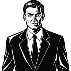 Monochromatic Illustration of a Man in a Suit
