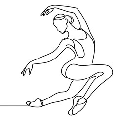 Ballerina stretching gracefully in one-line drawing