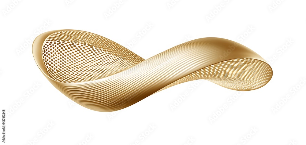 Poster gold mesh wave abstract design isolated against a clean white backdrop