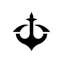 Stylish black anchor icon isolated on white background, concept for nautical logo, marine business branding, and travel agency identity