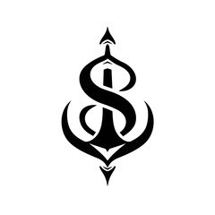 Abstract black anchor arrow logo design, concept for brand identity and corporate logo