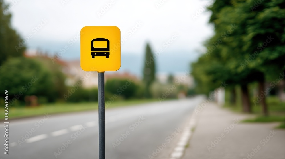 Poster bus stop sign with embedded gps tracker, school bus gps tracking