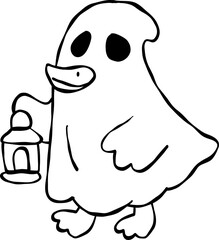 Halloween Goose Clipart – Cute Coquette Animal in Costume for Autumn Decor and Spooky Projects