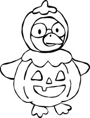 Obraz premium Halloween Goose Clipart – Cute Coquette Animal in Costume for Autumn Decor and Spooky Projects