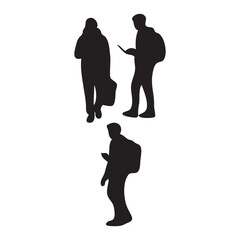 Modern Silhouettes: Individuals Using Phones for Creative Vector Design Projects