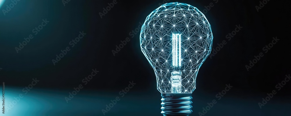 Aufkleber polygon lightbulb with blockchain business idea concept. innovative light bulb design for modern tec