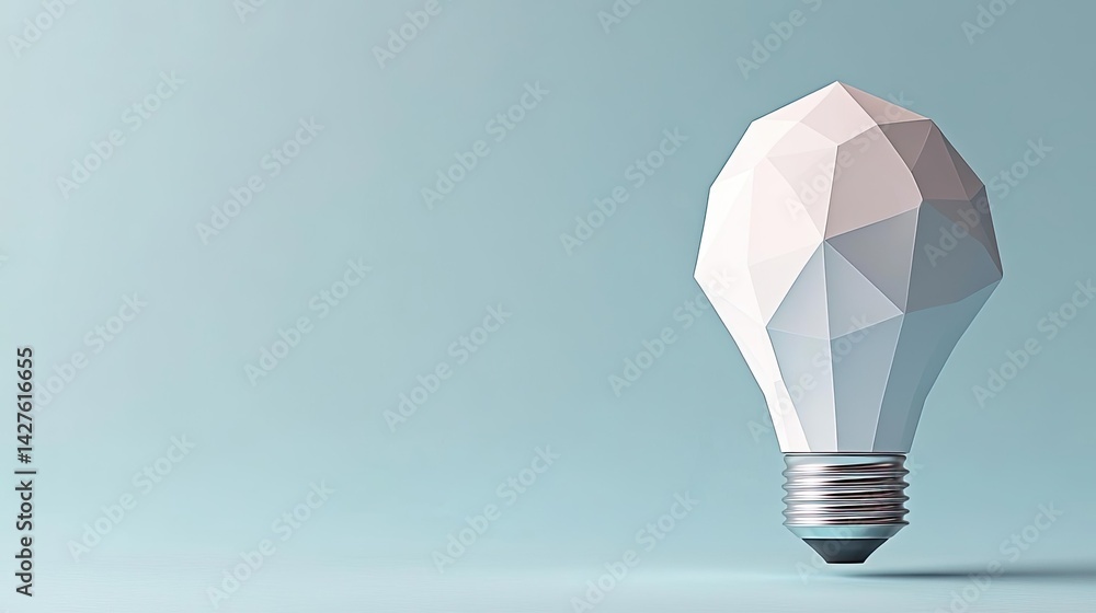 Poster polygon lightbulb with blockchain business idea concept. a modern light bulb with a geometric design