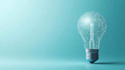 Polygon lightbulb with blockchain business idea concept. A glowing light bulb symbolizing innovation and creativity.